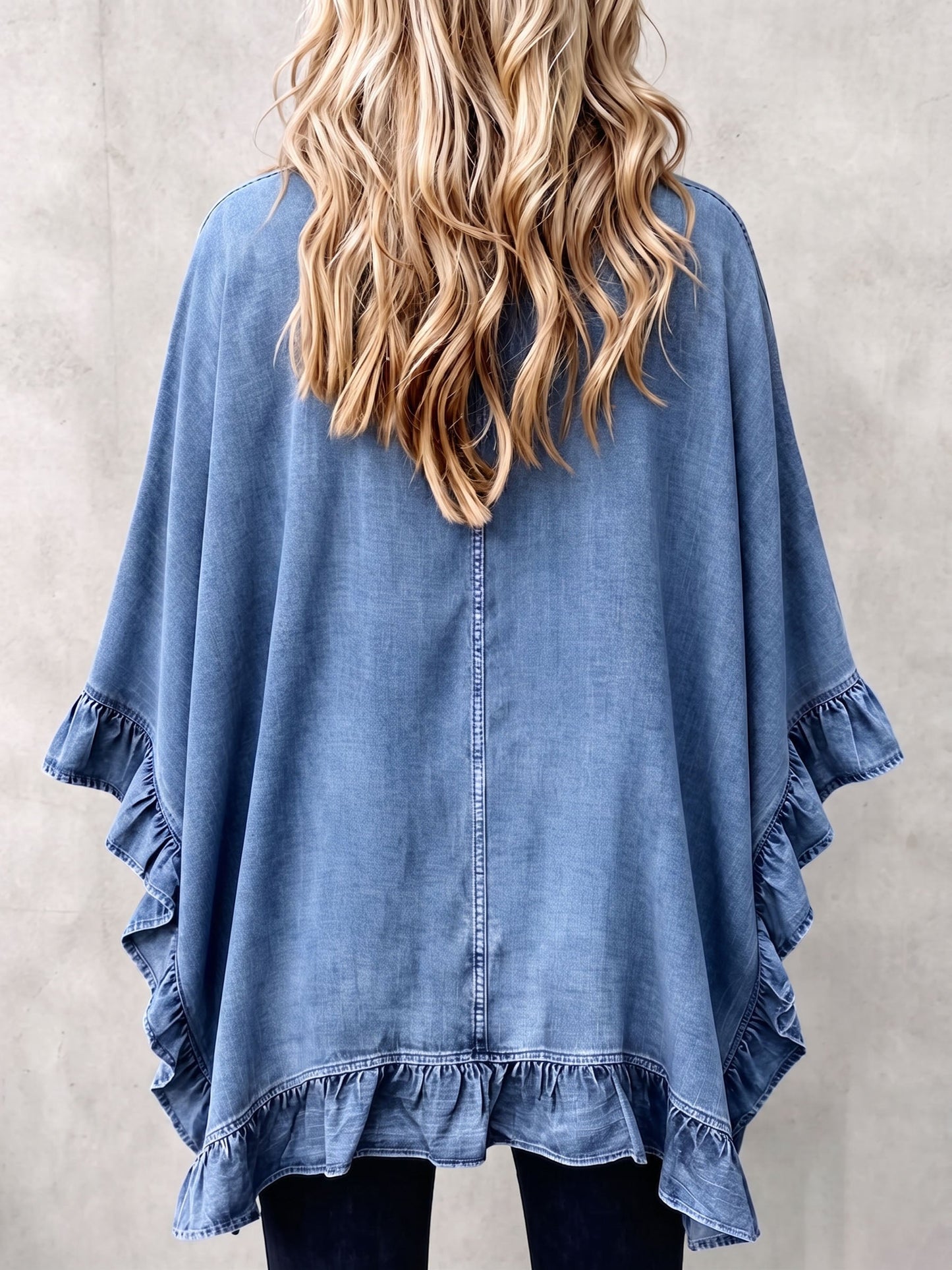 🤲LAST DAY SAVE 49% ⏰Chic Boho Denim Ruffle Trim Cardigan