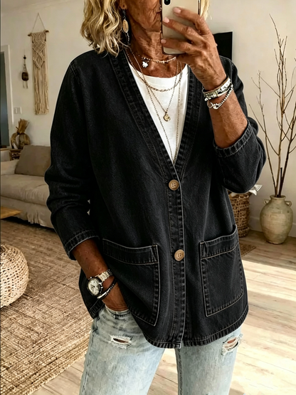 🤲LAST DAY SAVE 49% ⏰Effortless Denim V-Neck Pocket Cardigan
