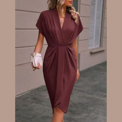 ⏳Time-Limited Special⏰-Women's Elegant V-Neck Ruched Dress