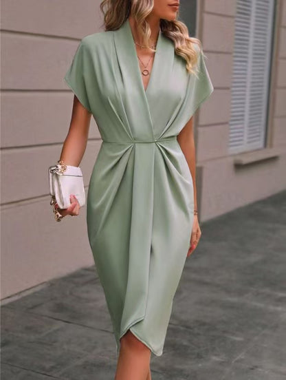 ⏳Time-Limited Special⏰-Women's Elegant V-Neck Ruched Dress