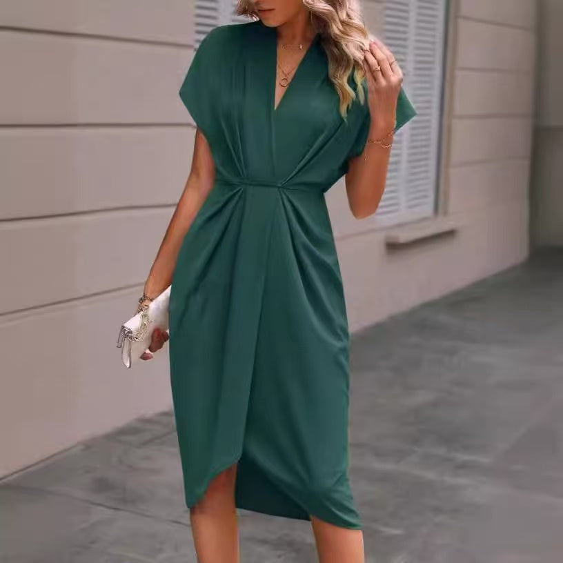 ⏳Time-Limited Special⏰-Women's Elegant V-Neck Ruched Dress