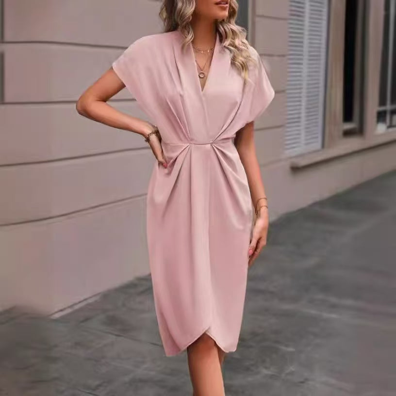 ⏳Time-Limited Special⏰-Women's Elegant V-Neck Ruched Dress