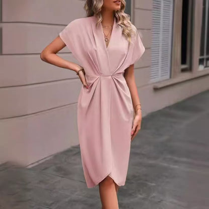 ⏳Time-Limited Special⏰-Women's Elegant V-Neck Ruched Dress