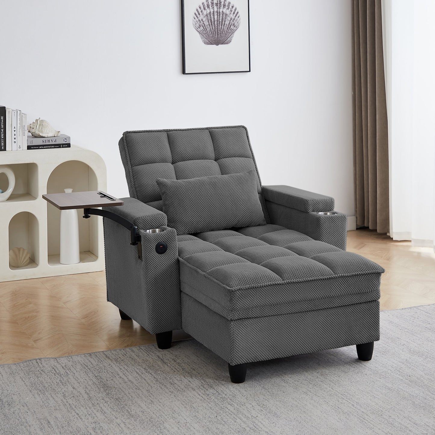 🤲 Factory direct salese🛋️3-in-1 Convertible Recliner Chair Bed with Charging Station & Hidden Storage – Modern Sleeper Chair for Small Spaces