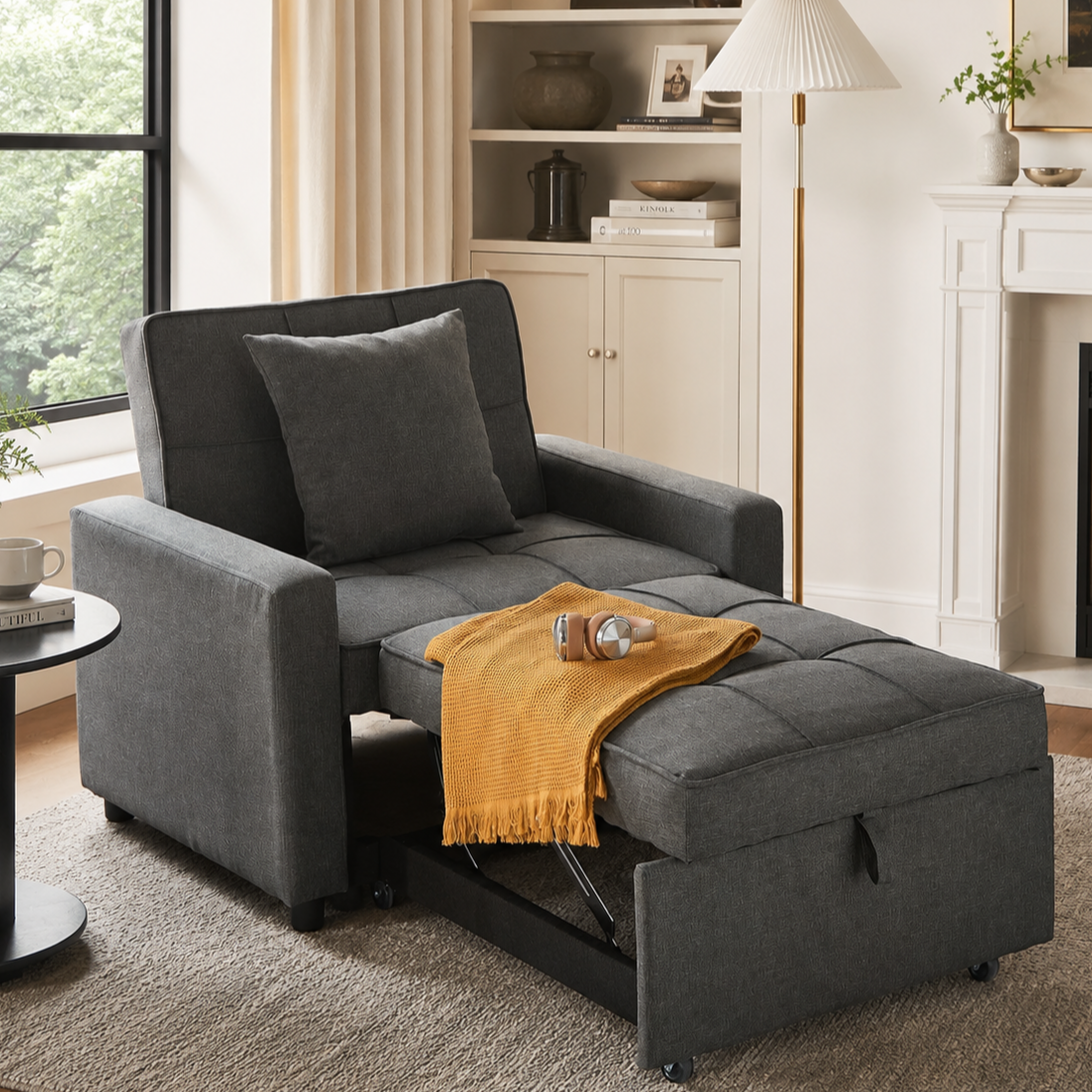 🤲 Factory direct salese🛋️3-in-1 Convertible Recliner Chair Bed with Charging Station & Hidden Storage – Modern Sleeper Chair for Small Spaces