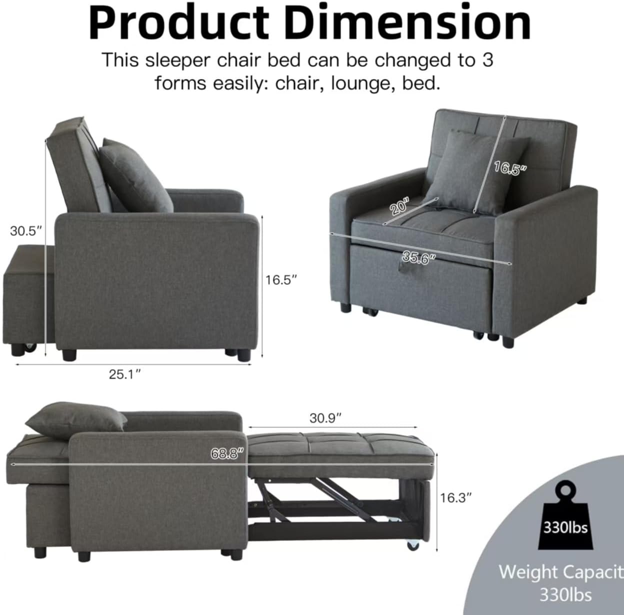 🤲 Factory direct salese🛋️3-in-1 Convertible Recliner Chair Bed with Charging Station & Hidden Storage – Modern Sleeper Chair for Small Spaces
