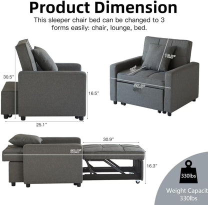 🤲 Factory direct salese🛋️3-in-1 Convertible Recliner Chair Bed with Charging Station & Hidden Storage – Modern Sleeper Chair for Small Spaces