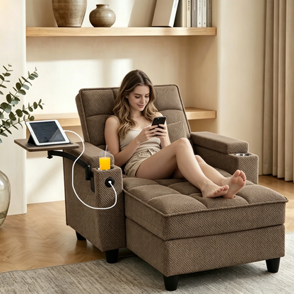 🤲 Factory direct salese🛋️3-in-1 Convertible Recliner Chair Bed with Charging Station & Hidden Storage – Modern Sleeper Chair for Small Spaces