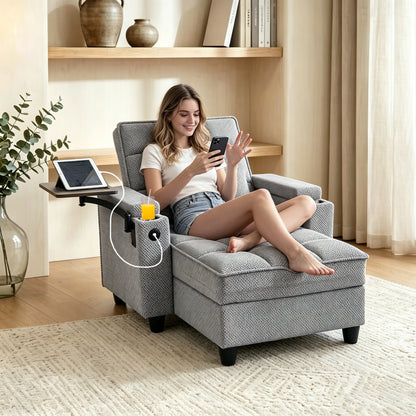 🤲 Factory direct salese🛋️3-in-1 Convertible Recliner Chair Bed with Charging Station & Hidden Storage – Modern Sleeper Chair for Small Spaces