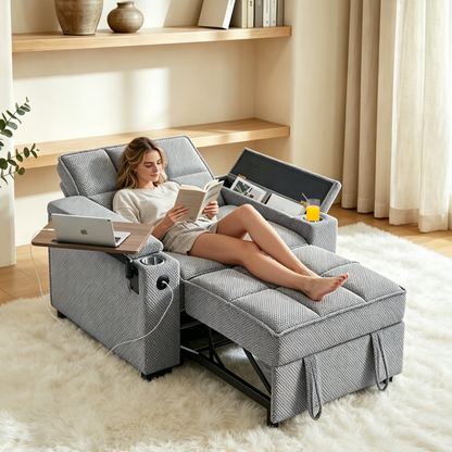 🤲 Factory direct salese🛋️3-in-1 Convertible Recliner Chair Bed with Charging Station & Hidden Storage – Modern Sleeper Chair for Small Spaces