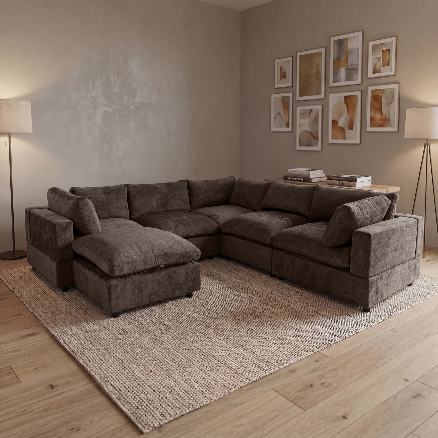 🤲 Factory direct salese🛋️Modern Modular Sectional Sofa with Hidden Storage & Washable Covers – Large U-Shaped Cloud Couch
