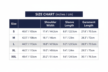 Dual Unit Size Chart