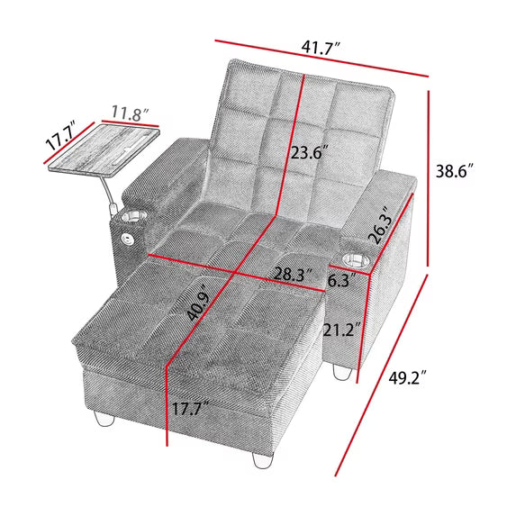 🤲 Factory direct salese🛋️3-in-1 Convertible Recliner Chair Bed with Charging Station & Hidden Storage – Modern Sleeper Chair for Small Spaces