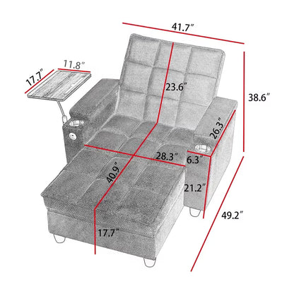 🤲 Factory direct salese🛋️3-in-1 Convertible Recliner Chair Bed with Charging Station & Hidden Storage – Modern Sleeper Chair for Small Spaces