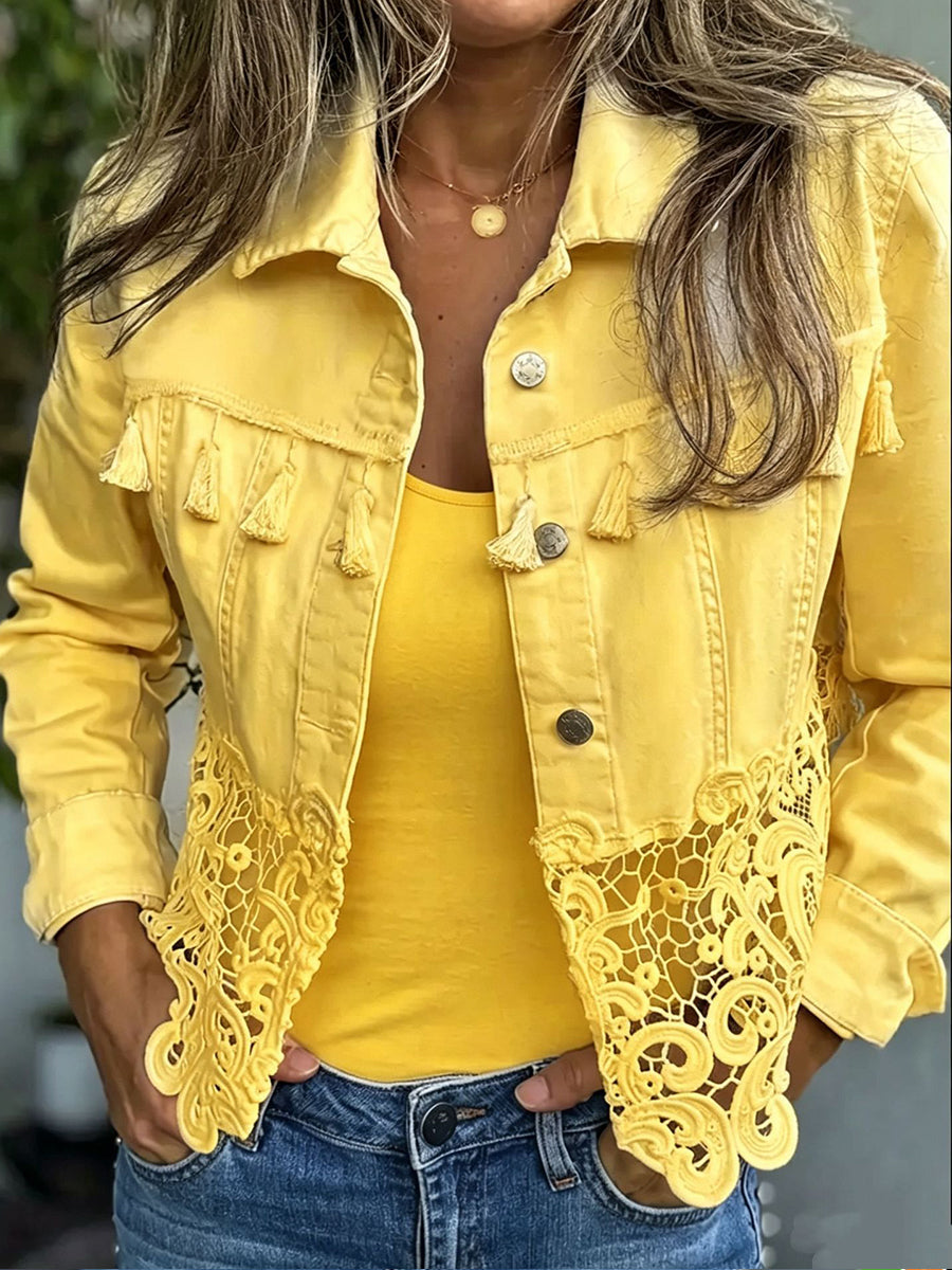 🤲LAST DAY SAVE 49% ⏰Bohemian Fringe & Lace Denim Jacket