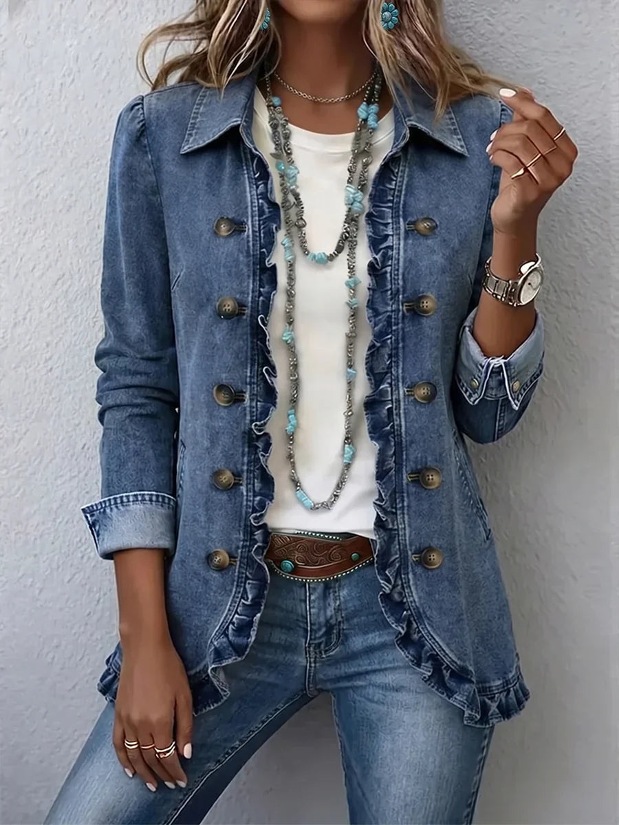 🤲LAST DAY SAVE 49% ⏰Boho-chic Floral Embroidered Utility Ruffled Trim Jacket