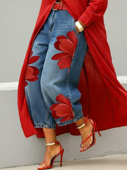 🤲LAST DAY SAVE 49% ⏰Casual Artistic-print Jeans