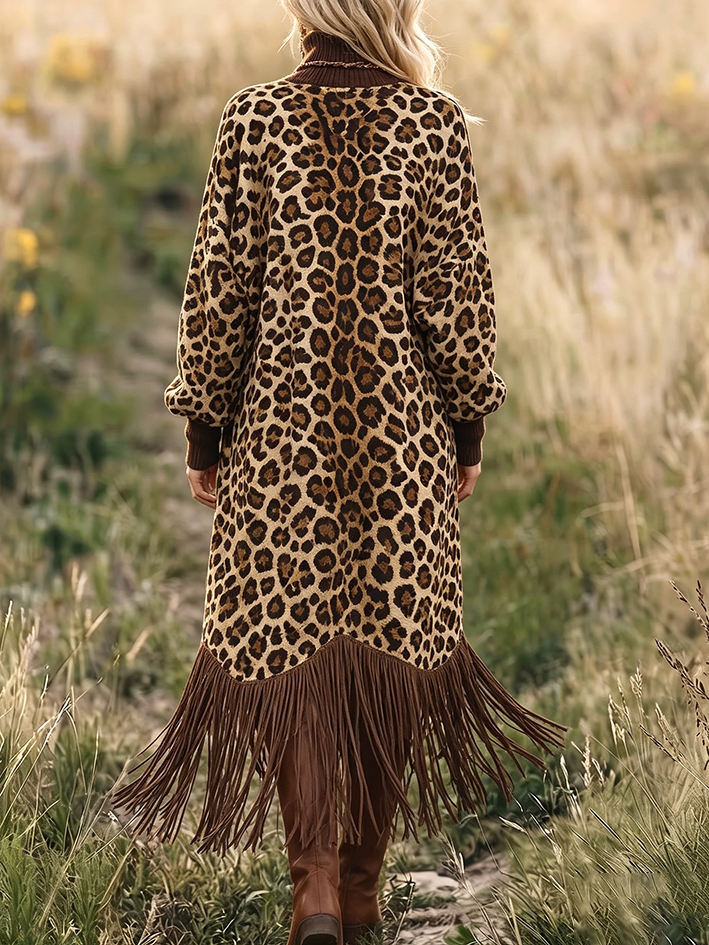 🤲LAST DAY SAVE 49% ⏰Boho Chic Wild Leopard Fringe Dress