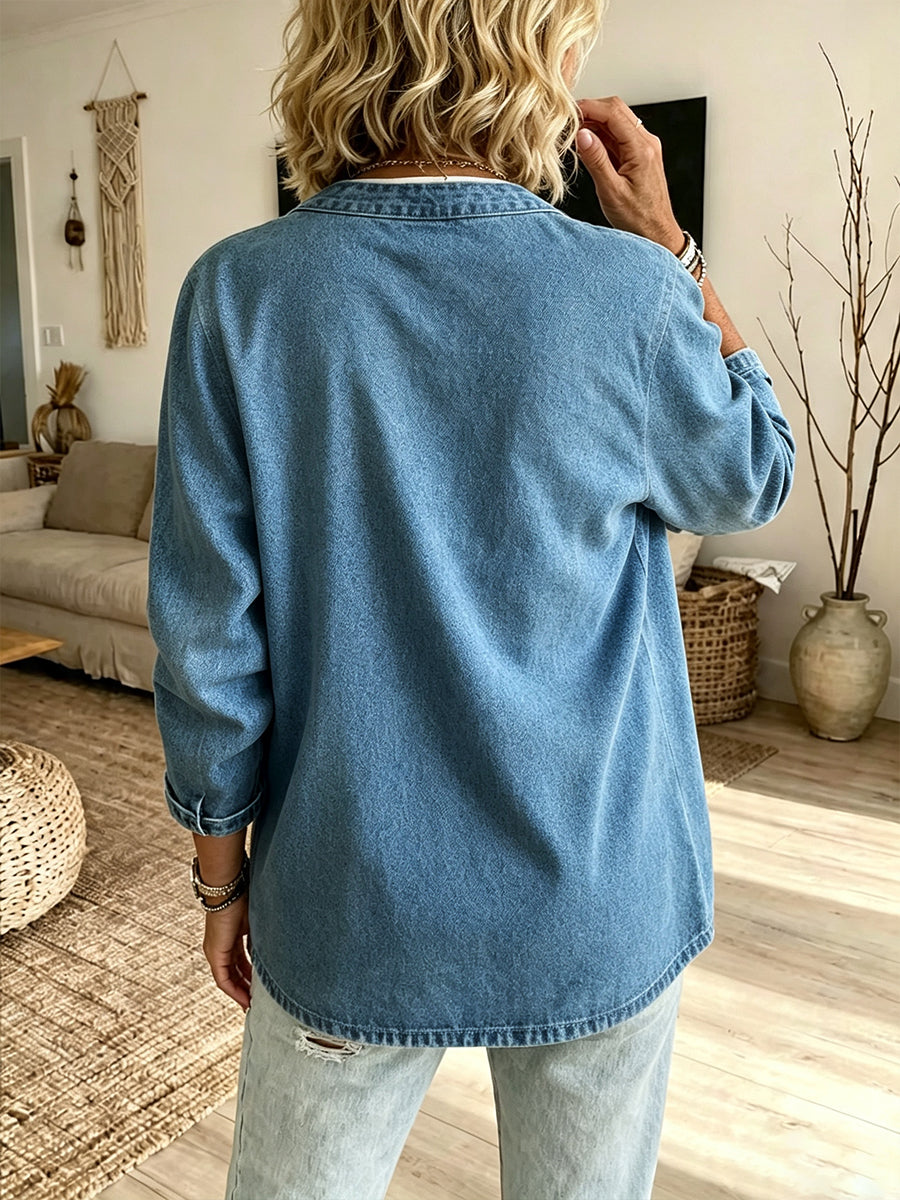 🤲LAST DAY SAVE 49% ⏰Effortless Denim V-Neck Pocket Cardigan