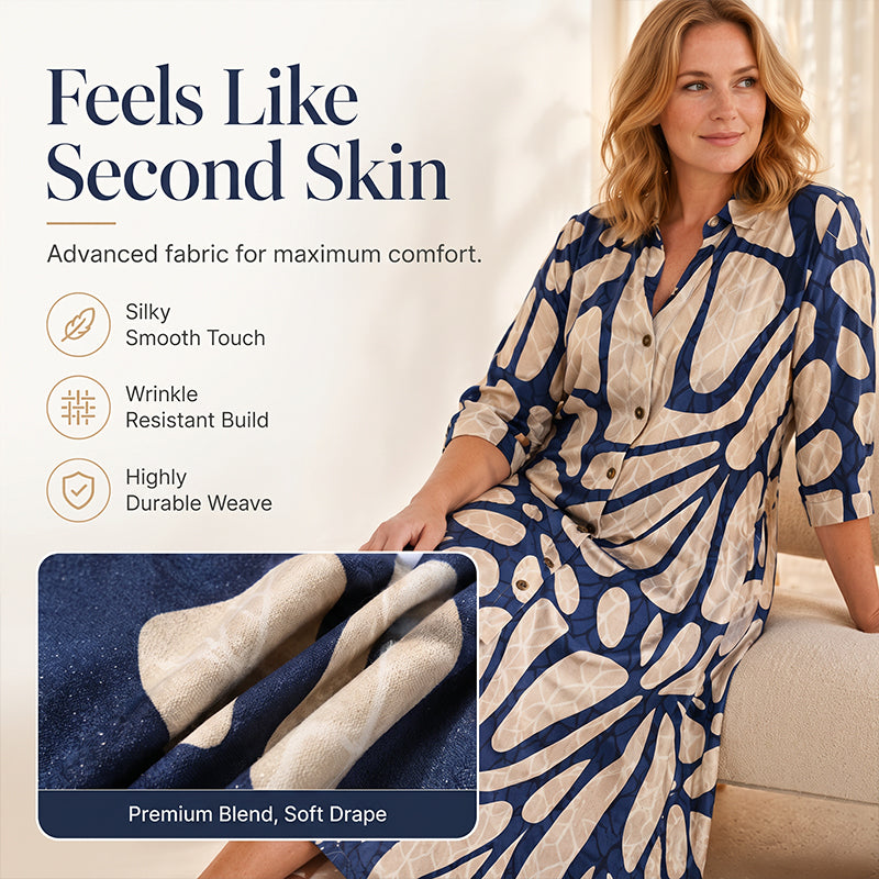 ⏳Limited-time 50% off⏰Geometric Print Dress – Breathable & Effortless Loose Fit