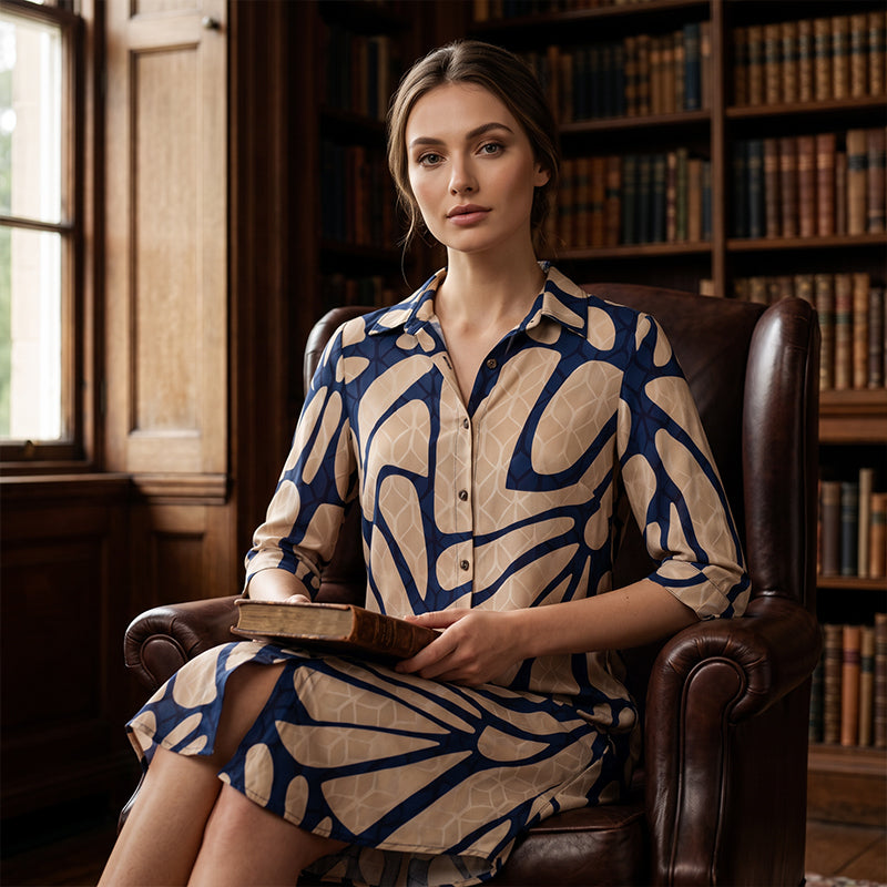 ⏳Limited-time 50% off⏰Geometric Print Dress – Breathable & Effortless Loose Fit