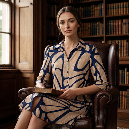 ⏳Limited-time 50% off⏰Geometric Print Dress – Breathable & Effortless Loose Fit