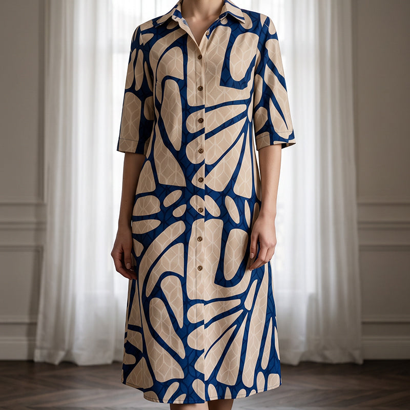 ⏳Limited-time 50% off⏰Geometric Print Dress – Breathable & Effortless Loose Fit