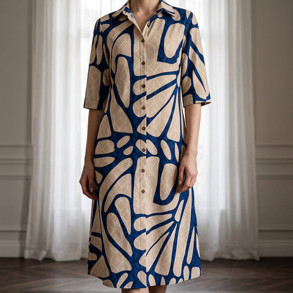 ⏳Limited-time 50% off⏰Geometric Print Dress – Breathable & Effortless Loose Fit