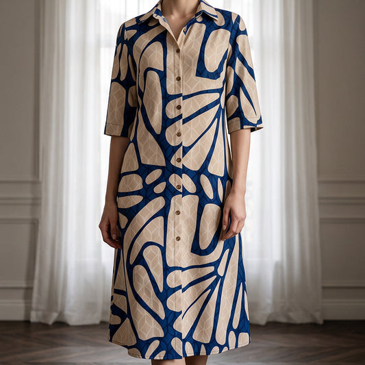 ⏳Limited-time 50% off⏰Geometric Print Dress – Breathable & Effortless Loose Fit
