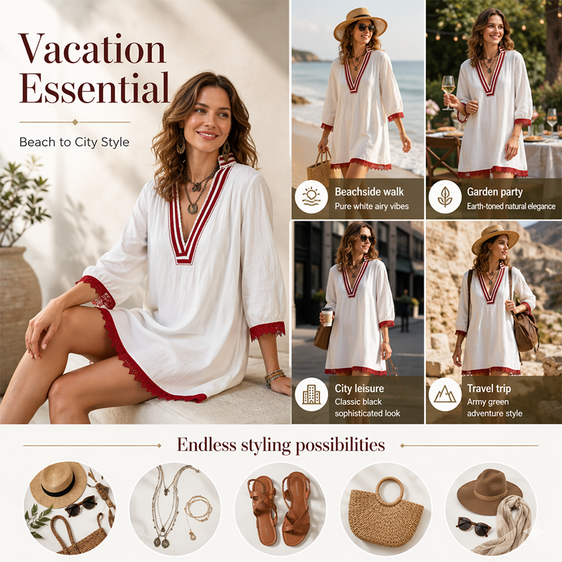 ⏳Time-Limited Special⏰-Women's V-Neck Loose Cotton Linen Dress