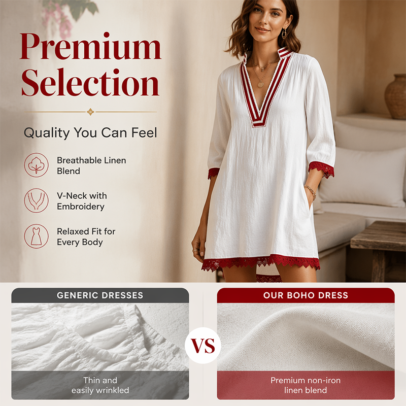 ⏳Time-Limited Special⏰-Women's V-Neck Loose Cotton Linen Dress