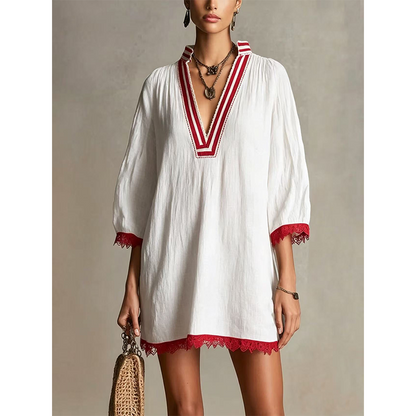 ⏳Time-Limited Special⏰-Women's V-Neck Loose Cotton Linen Dress