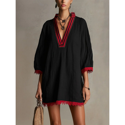 ⏳Time-Limited Special⏰-Women's V-Neck Loose Cotton Linen Dress