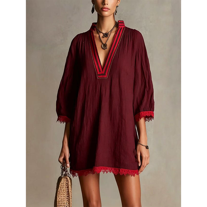 ⏳Time-Limited Special⏰-Women's V-Neck Loose Cotton Linen Dress