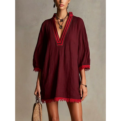 ⏳Time-Limited Special⏰-Women's V-Neck Loose Cotton Linen Dress