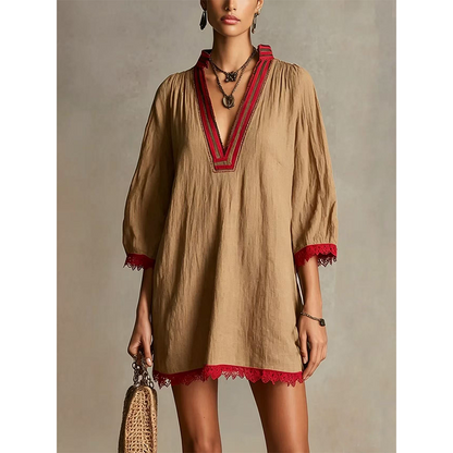 ⏳Time-Limited Special⏰-Women's V-Neck Loose Cotton Linen Dress