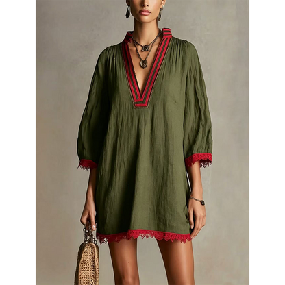 ⏳Time-Limited Special⏰-Women's V-Neck Loose Cotton Linen Dress