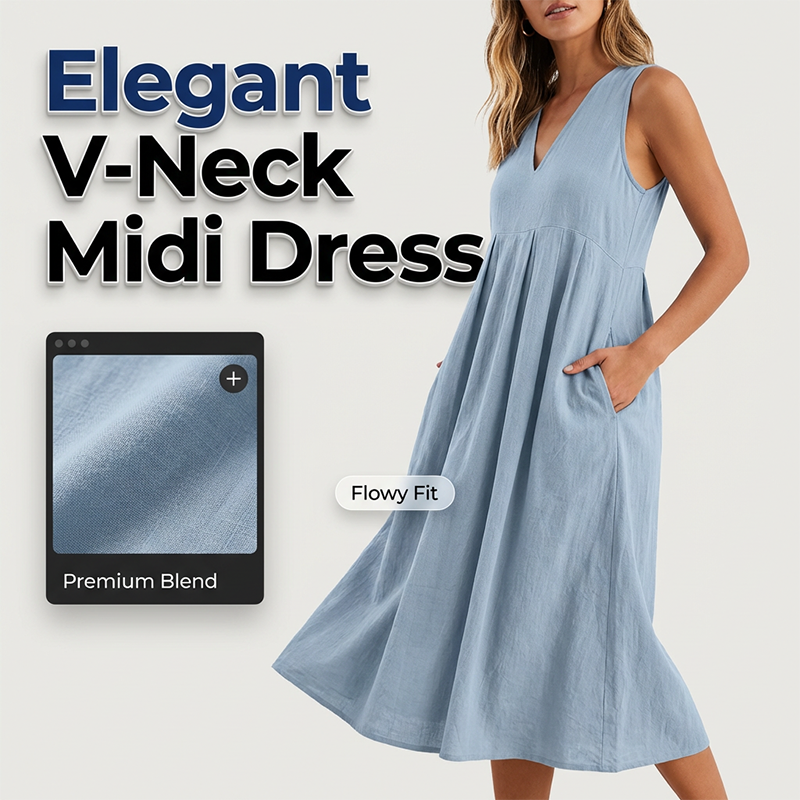 ⏳Time-Limited Special⏰-Women's Casual V-Neck Sleeveless Midi Dress