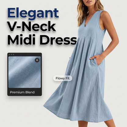 ⏳Time-Limited Special⏰-Women's Casual V-Neck Sleeveless Midi Dress