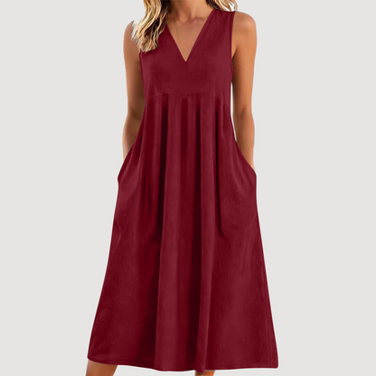 ⏳Time-Limited Special⏰-Women's Casual V-Neck Sleeveless Midi Dress