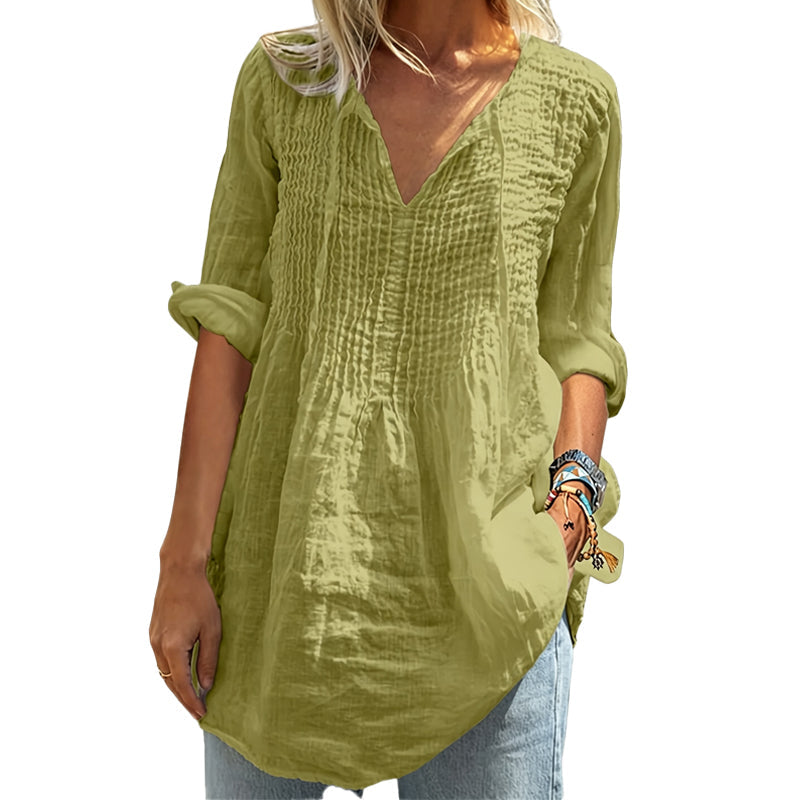 ⏳Time-Limited Special⏰-Women's Casual V-Neck Tie Pleated Top