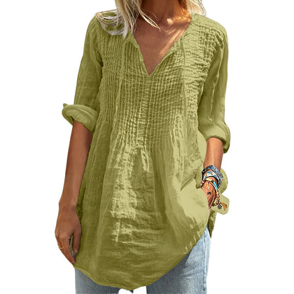 ⏳Time-Limited Special⏰-Women's Casual V-Neck Tie Pleated Top