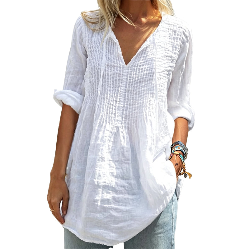 ⏳Time-Limited Special⏰-Women's Casual V-Neck Tie Pleated Top