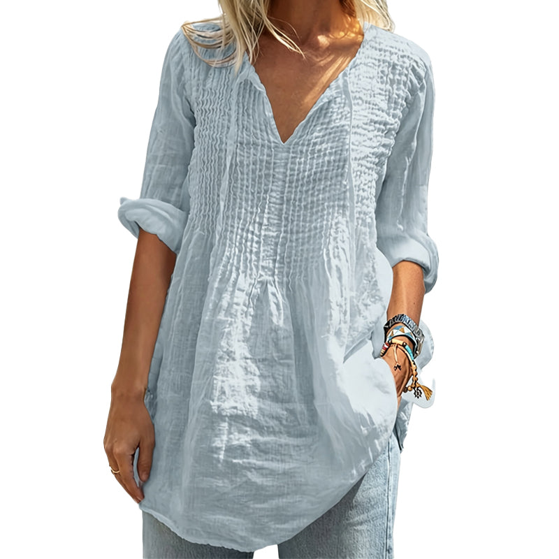 ⏳Time-Limited Special⏰-Women's Casual V-Neck Tie Pleated Top