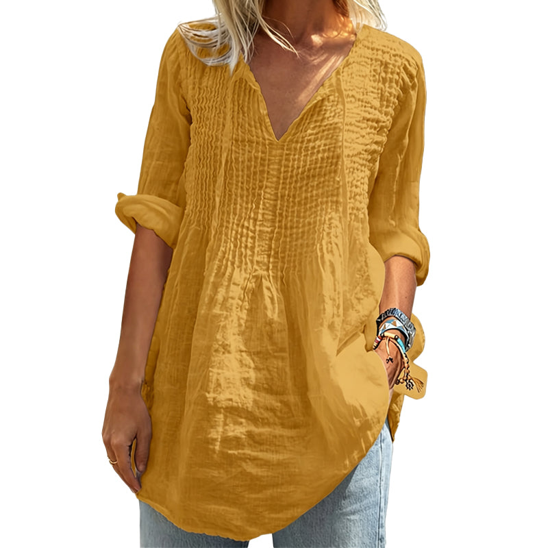 ⏳Time-Limited Special⏰-Women's Casual V-Neck Tie Pleated Top