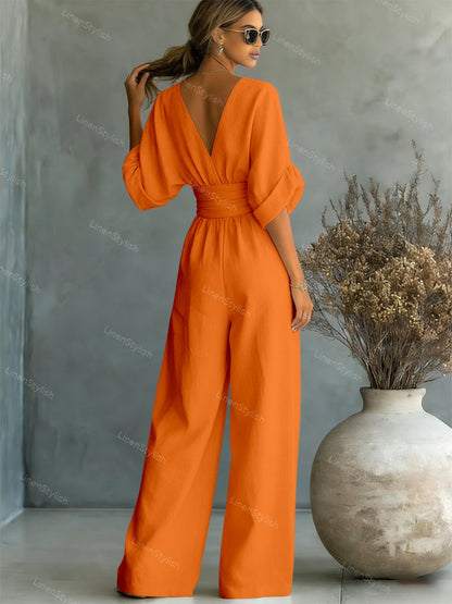 Essential V-neck Waist Jumpsuit