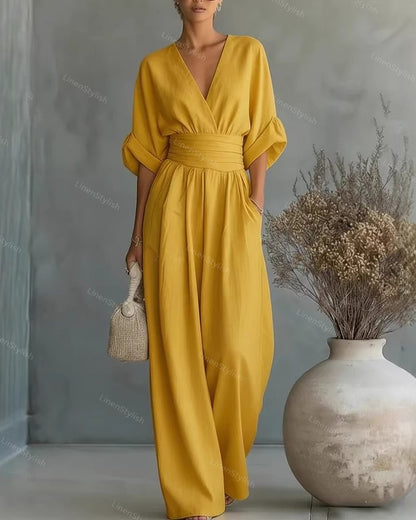 Essential V-neck Waist Jumpsuit