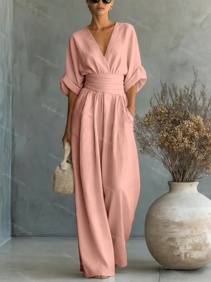 Essential V-neck Waist Jumpsuit