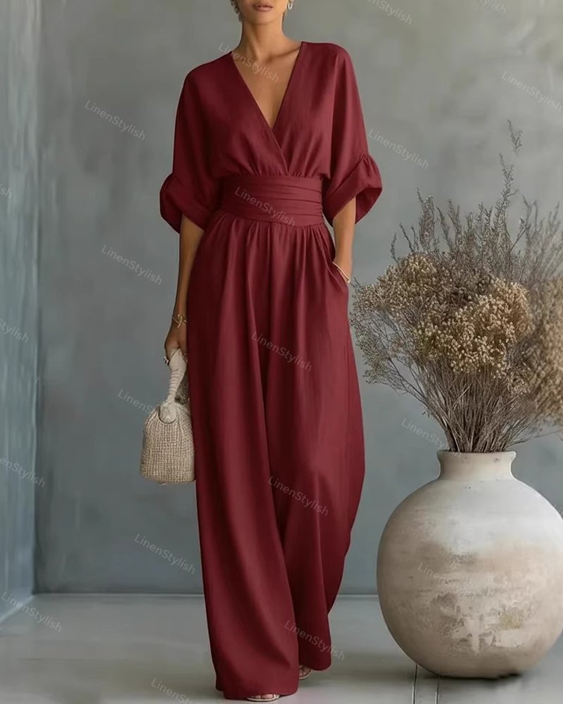 Essential V-neck Waist Jumpsuit