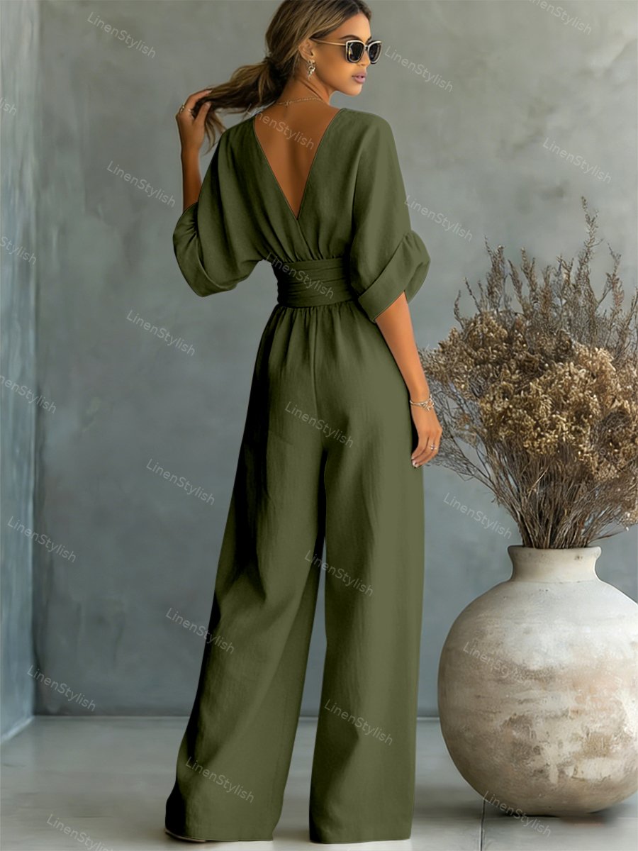 Essential V-neck Waist Jumpsuit